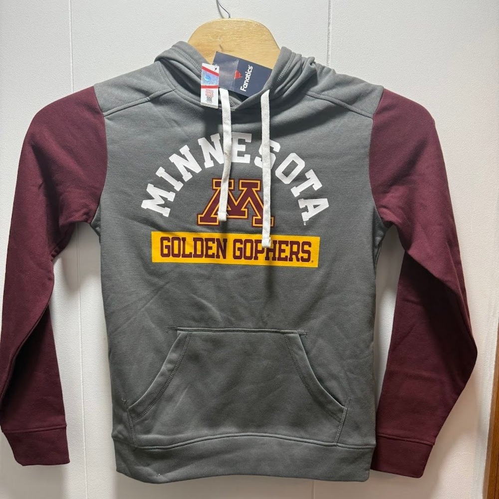 Fanatics Minnesota Golden Gophers Mens‎ Size Small Hoodie Grey Maroon